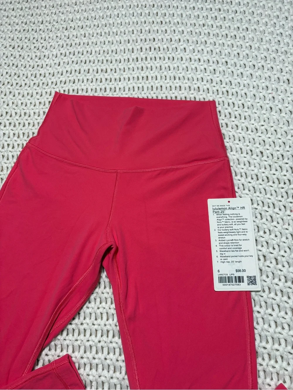 lululemon lip gloss align hr pant 25” size 6
